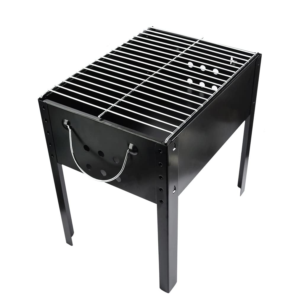 Parrilla de Carbón WgGUIF Rectangular – Acero Inoxidable, con 4 Patas, Portátil para Camping y Picnic al Aire Libre