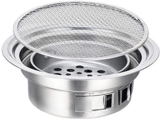 Parrilla de Carbón Redonda WgGUIF – Portátil, Antiadherente, Acero Inoxidable, con Termómetro Integrado, Ideal para Camping y Exteriores