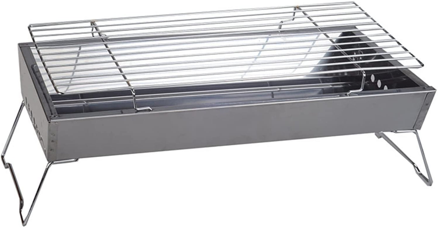Parrilla de Carbón Portátil WgGUIF – Acero Inoxidable, Plegable, para Camping y Exteriores, Diseño Compacto y Ventilación Lateral