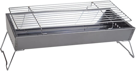 Parrilla de Carbón Portátil WgGUIF – Acero Inoxidable, Plegable, para Camping y Exteriores, Diseño Compacto y Ventilación Lateral