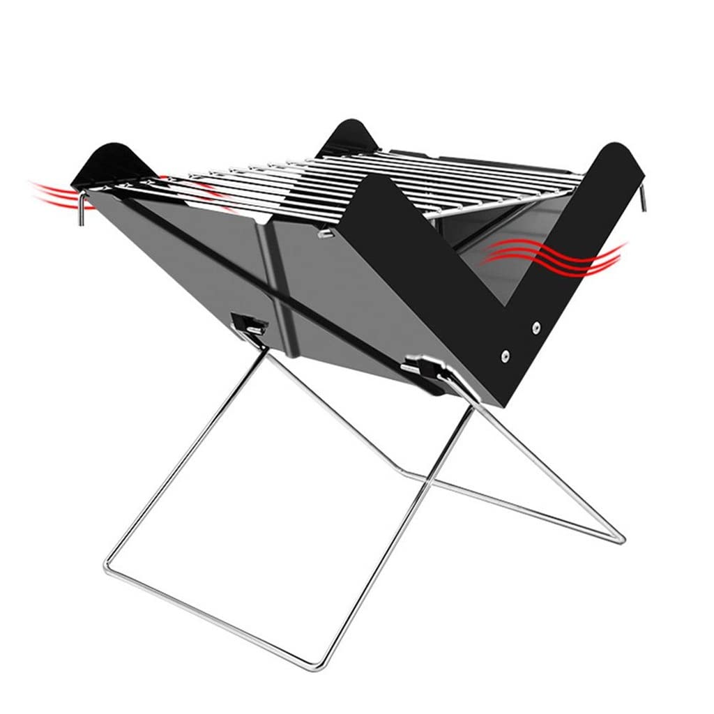Parrilla de Carbón WgGUIF Plegable Tipo X – Portátil de Acero Inoxidable para Camping, Picnic y Exterior