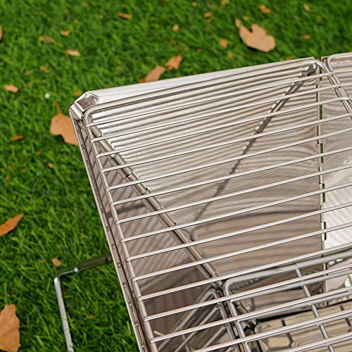 Parrilla de Carbón Portátil WgGUIF – Acero Inoxidable, Plegable, Resistente al Calor, Ideal para Camping y Exteriores