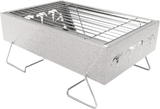 Parrilla de Carbón Portátil WgGUIF – Mini BBQ Plegable de Acero Inoxidable, Ideal para Camping y Exteriores
