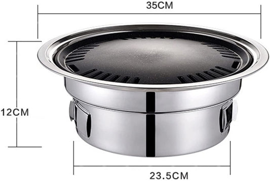 Parrilla de Carbón Redonda WgGUIF – Portátil, Antiadherente, Acero Inoxidable, con Termómetro Integrado, Ideal para Camping y Exteriores