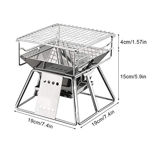 Parrilla de Carbón Portátil WgGUIF – Acero Inoxidable, Superficie Antiadherente, Plegable para Camping, Jardín y Picnic