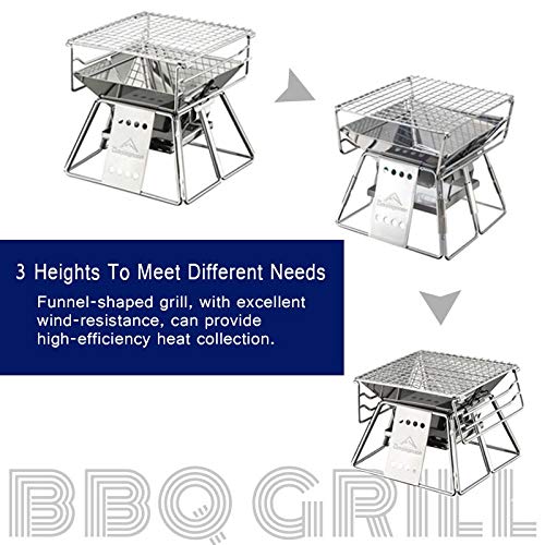 Parrilla de Carbón Portátil WgGUIF – Acero Inoxidable, Superficie Antiadherente, Plegable para Camping, Jardín y Picnic