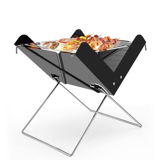 Parrilla de Carbón WgGUIF Plegable Tipo X – Portátil de Acero Inoxidable para Camping, Picnic y Exterior