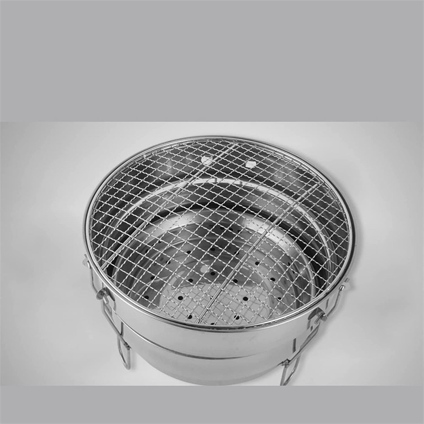 Parrilla de Carbón Portátil WgGUIF – Acero Inoxidable, Termómetro Integrado, Plegable para Picnic, Camping y Jardín