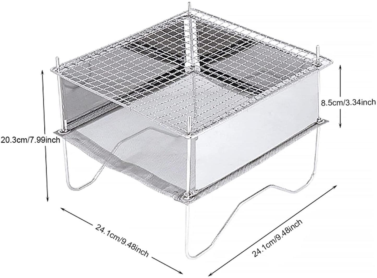 Parrilla de Carbón Portátil WgGUIF – Acero Inoxidable, Plegable y Desmontable, con Termómetro, Ideal para Picnic, Senderismo y Camping**