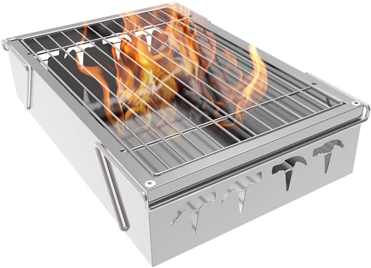 Parrilla de Carbón Portátil WgGUIF – Mini BBQ Plegable de Acero Inoxidable, Ideal para Camping y Exteriores