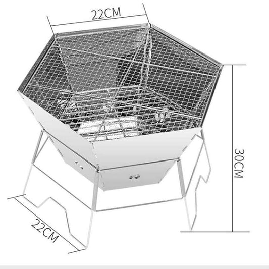 Parrilla de Carbón WgGUIF Plegable – Portátil, de Acero Inoxidable, Compacta y Fácil de Transportar, con Rejilla Reforzada