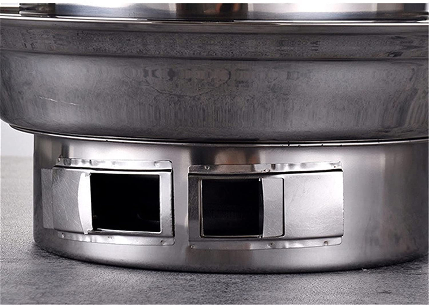 Parrilla de Carbón Redonda WgGUIF – Portátil, Antiadherente, Acero Inoxidable, con Termómetro Integrado, Ideal para Camping y Exteriores