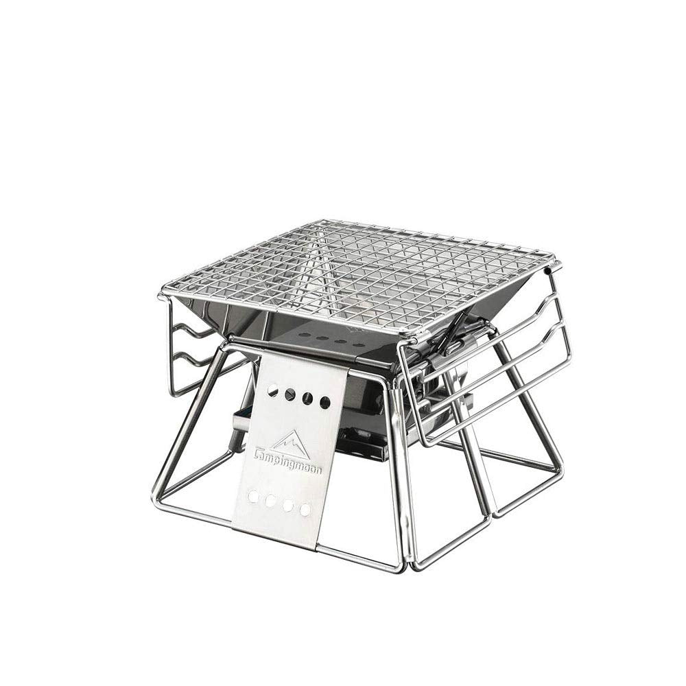 Parrilla de Carbón Portátil WgGUIF – Acero Inoxidable, Superficie Antiadherente, Plegable para Camping, Jardín y Picnic