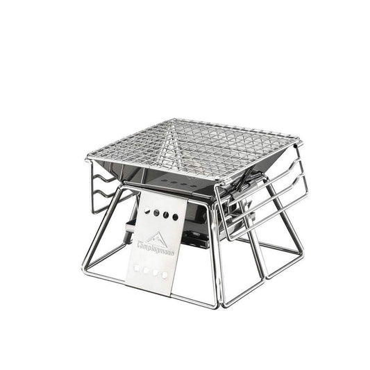 Parrilla de Carbón Portátil WgGUIF – Acero Inoxidable, Superficie Antiadherente, Plegable para Camping, Jardín y Picnic
