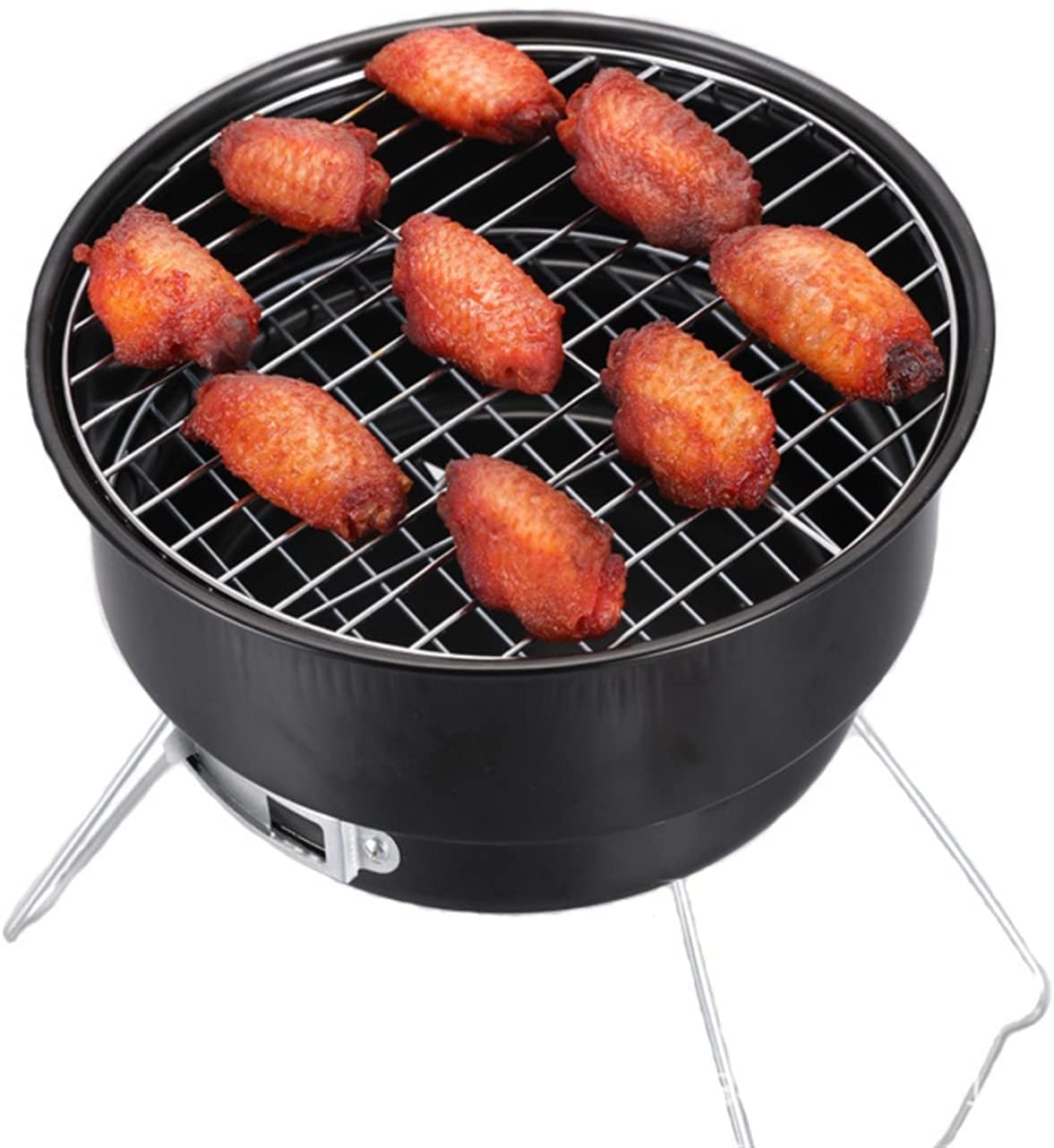 Parrilla de Carbón Portátil WgGUIF – BBQ Plegable de Acero Inoxidable con Control de Temperatura, Ideal para Jardín, Camping y Playa