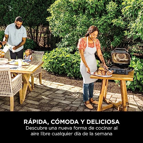 Parrilla Eléctrica de Exterior 7 en 1 Ninja Woodfire OG701EU – Freidora de Aire, Ahumador, Horno, Resistente a la Intemperie, Portátil, Multicolor