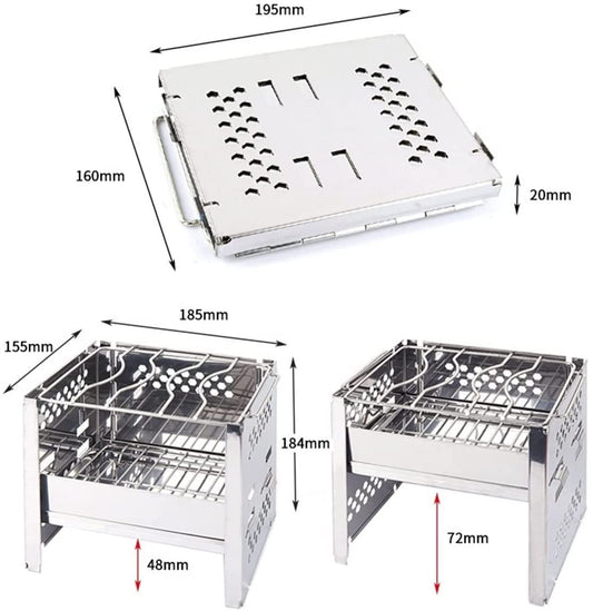 Parrilla de Gas WgGUIF Plegable – Acero Inoxidable con Rejilla, Portátil para Barbacoa al Aire Libre