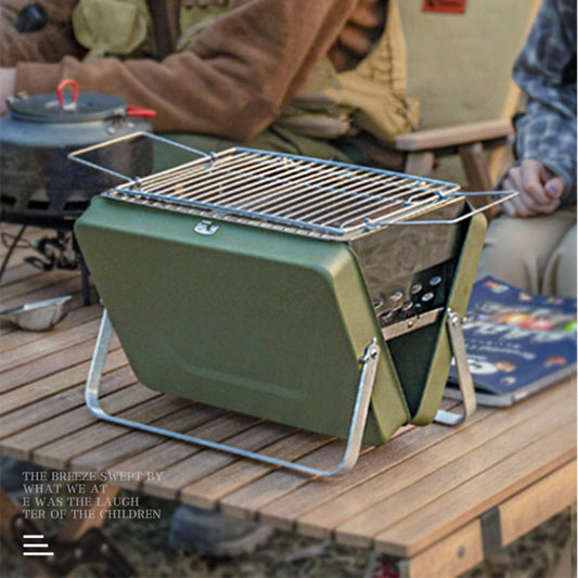 Parrilla de Carbón WgGUIF Plegable – Portátil de Acero Inoxidable con Rejilla, Ideal para Camping y Picnic
