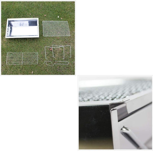 Parrilla de Carbón Plegable WgGUIF – Portátil de Acero Inoxidable para Camping, Picnic y Jardín