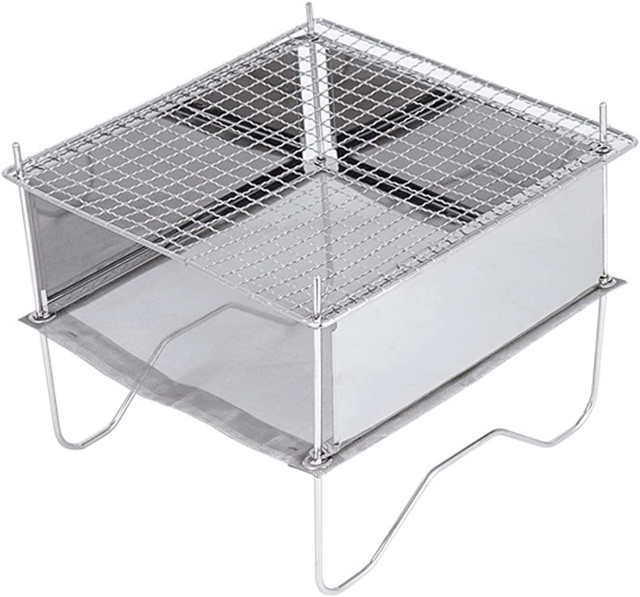 Parrilla de Carbón Portátil WgGUIF – Acero Inoxidable, Plegable y Desmontable, con Termómetro, Ideal para Picnic, Senderismo y Camping**