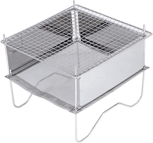 Parrilla de Carbón Portátil WgGUIF – Acero Inoxidable, Plegable y Desmontable, con Termómetro, Ideal para Picnic, Senderismo y Camping**
