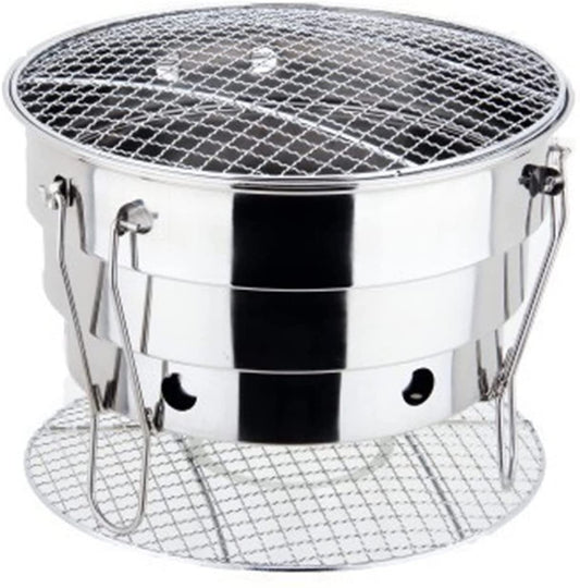 Parrilla de Carbón Portátil WgGUIF – Acero Inoxidable, Termómetro Integrado, Plegable para Picnic, Camping y Jardín