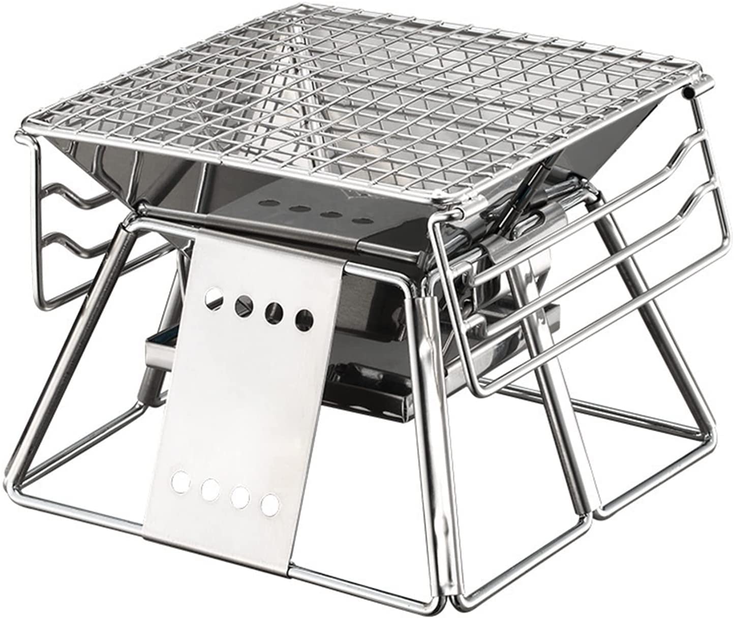 Parrilla de Carbón Portátil WgGUIF – BBQ Plegable de Acero Inoxidable con Altura Ajustable y Superficie Antiadherente para Camping y Exterior