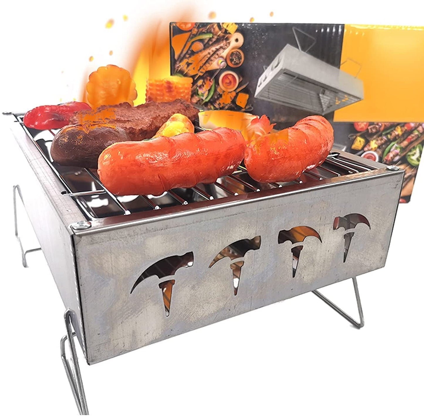 Parrilla de Carbón Portátil WgGUIF – Mini BBQ Plegable de Acero Inoxidable, Ideal para Camping y Exteriores