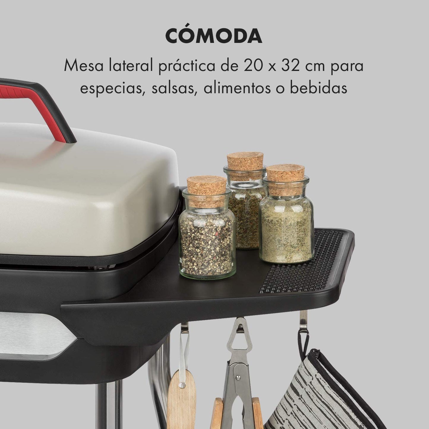 Parrilla Eléctrica 2000W Klarstein Gatsby – Antiadherente, Termostato Integrado, Uso Interior/Exterior, Acero Inoxidable, Beige/Negro