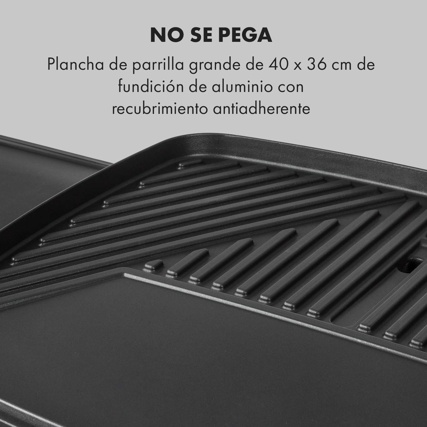 Parrilla Eléctrica 2000W Klarstein Gatsby – Antiadherente, Termostato Integrado, Uso Interior/Exterior, Acero Inoxidable, Beige/Negro