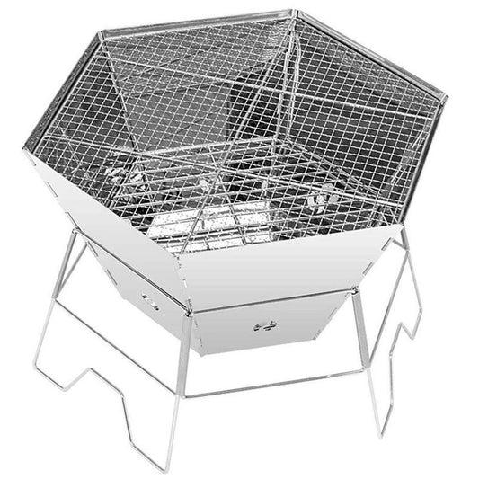 Parrilla de Carbón WgGUIF Plegable – Portátil, de Acero Inoxidable, Compacta y Fácil de Transportar, con Rejilla Reforzada