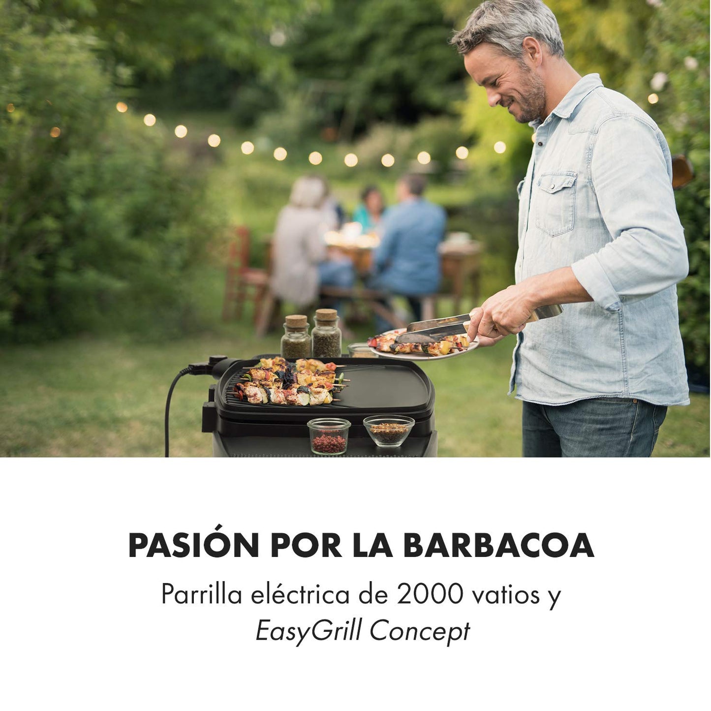 Parrilla Eléctrica 2000W Klarstein Gatsby – Antiadherente, Termostato Integrado, Uso Interior/Exterior, Acero Inoxidable, Beige/Negro