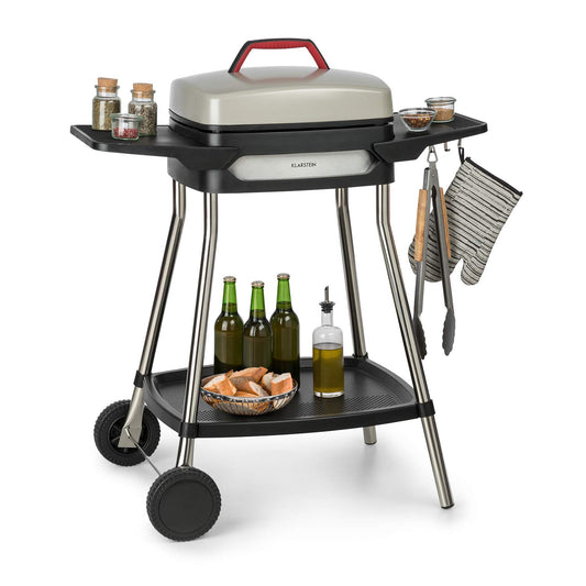 Parrilla Eléctrica 2000W Klarstein Gatsby – Antiadherente, Termostato Integrado, Uso Interior/Exterior, Acero Inoxidable, Beige/Negro