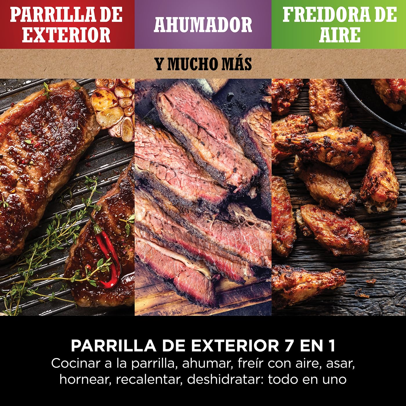 Parrilla Eléctrica de Exterior 7 en 1 Ninja Woodfire OG701EU – Freidora de Aire, Ahumador, Horno, Resistente a la Intemperie, Portátil, Multicolor